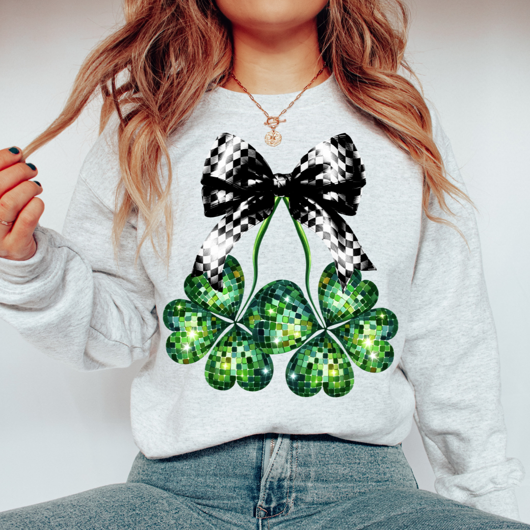 Shamrock Checkered Bow Sweatshirt