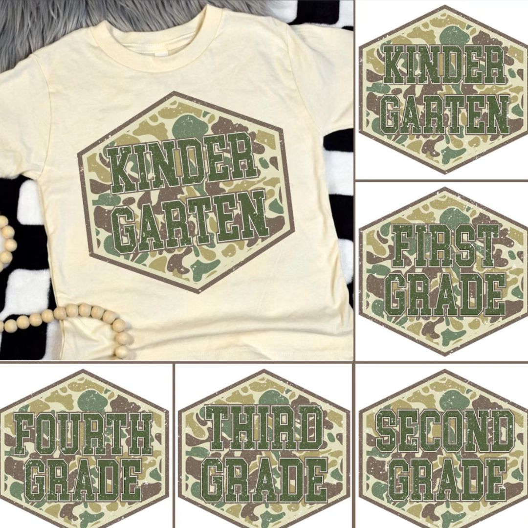 WHOLESALE Retro Back to School Old Camo Boys Shirt