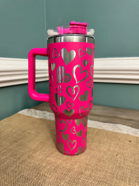 Valentine’s Day Heart Laser Engraved 40oz Tumbler