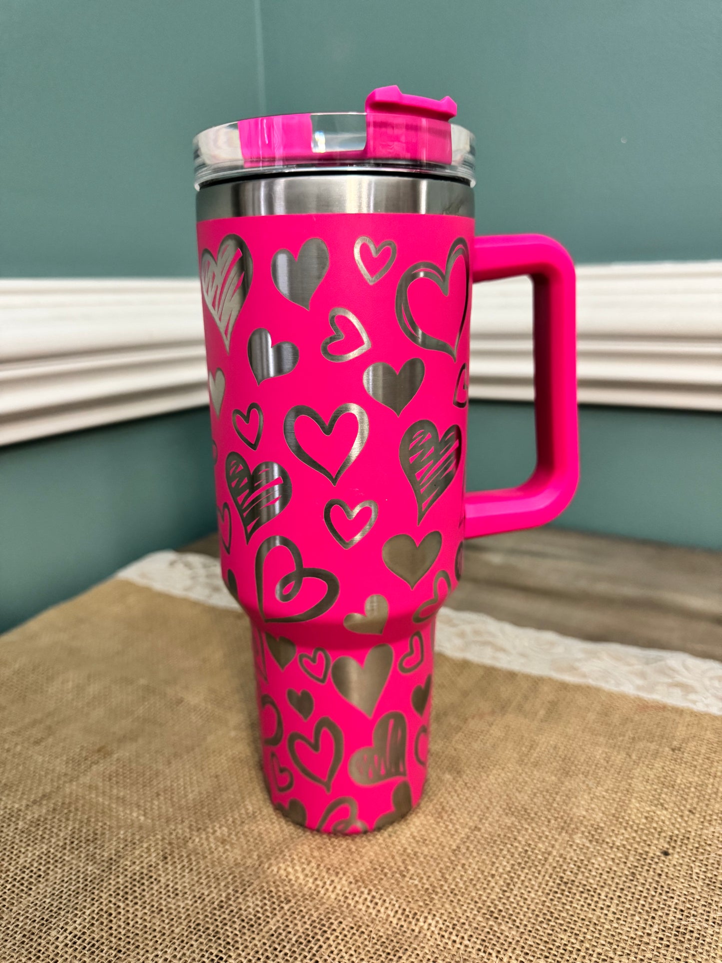 Valentine’s Day Heart Laser Engraved 40oz Tumbler