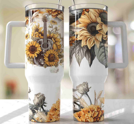 Sunflower and Country Music 40oz tumbler