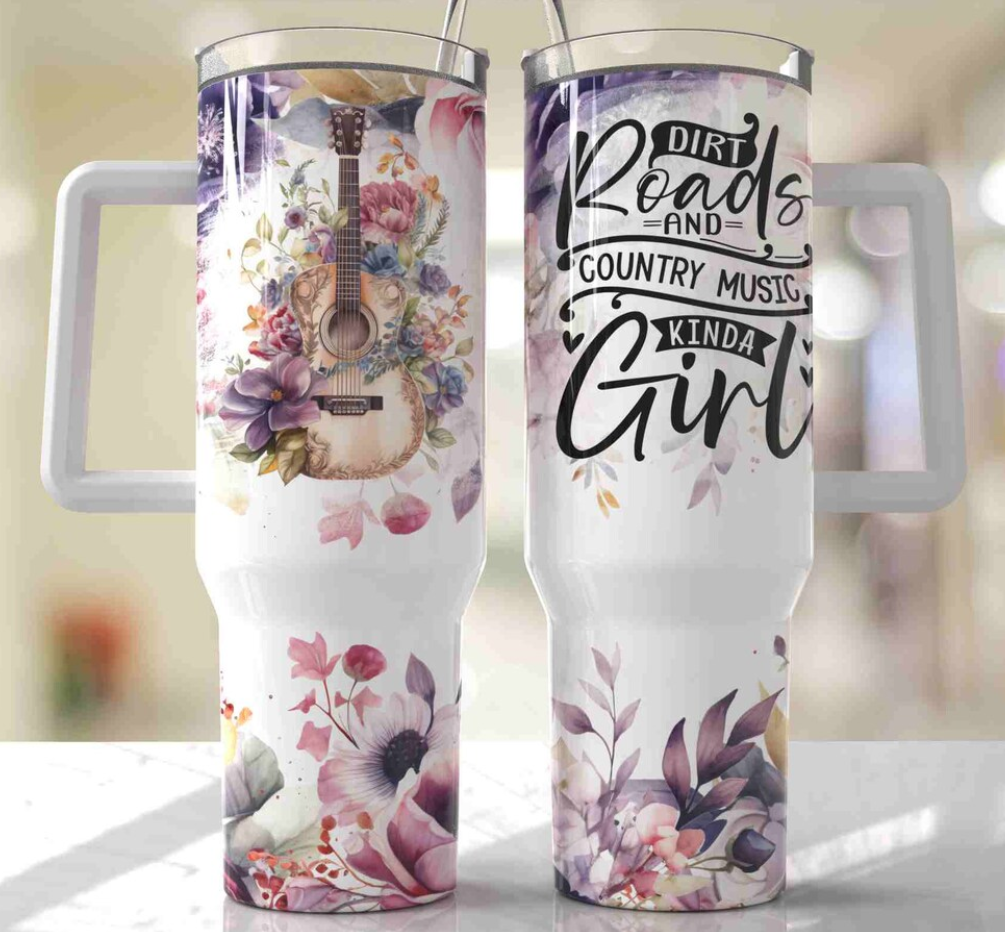 Dirt Roads and Country Music kinda Girl 40oz tumbler