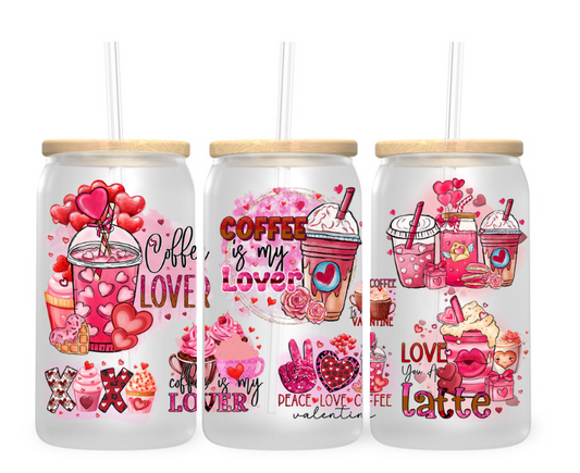 Coffee Valentine's 16oz Glass