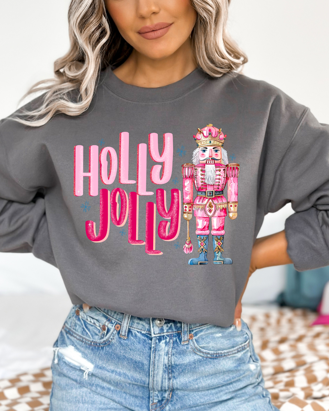 Pink Holly Jolly Sweatshirt