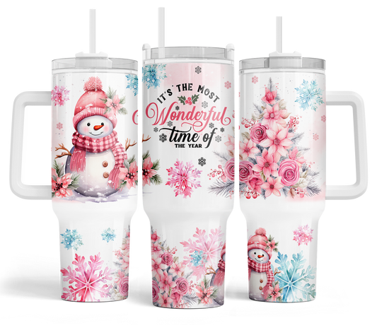 WHOLESALE Pink Snowman 40oz Tumbler