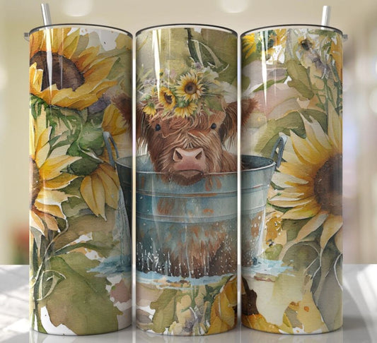 Cow Sunflower Tumbler