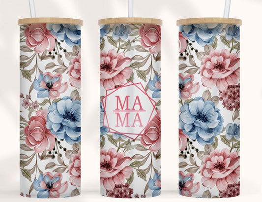 Floral Mama 25oz Glass Tumbler