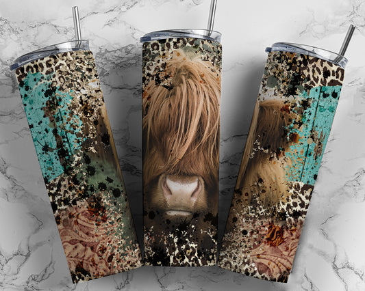 Highland Cow Cheetah tumbler