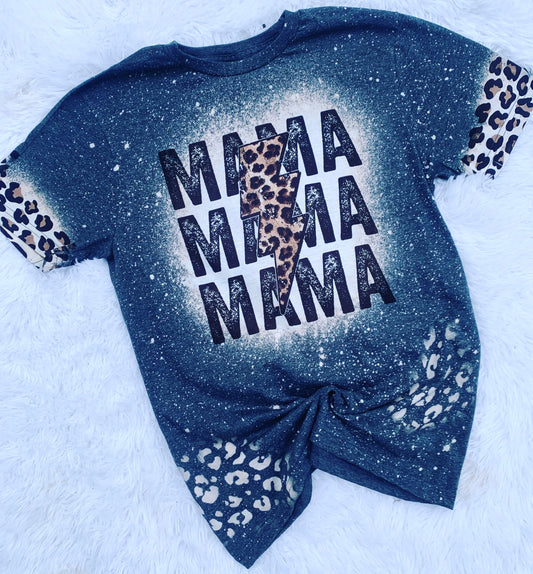 WHOLESALE Mama Leopard Bleached Tee