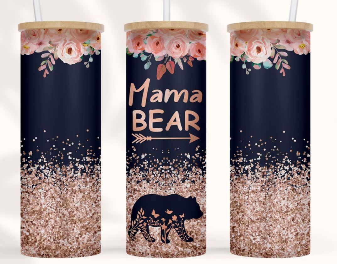 Mama Bear 25oz Glass Tumbler