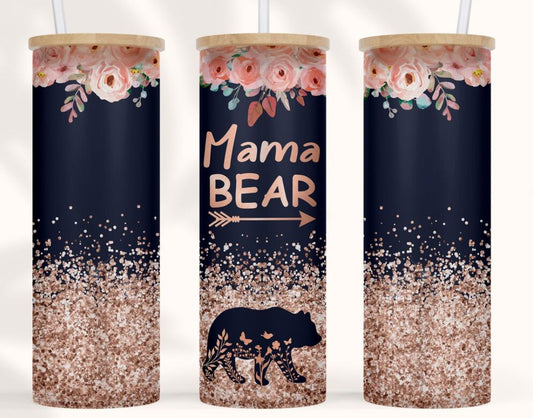 Mama Bear 25oz Glass Tumbler