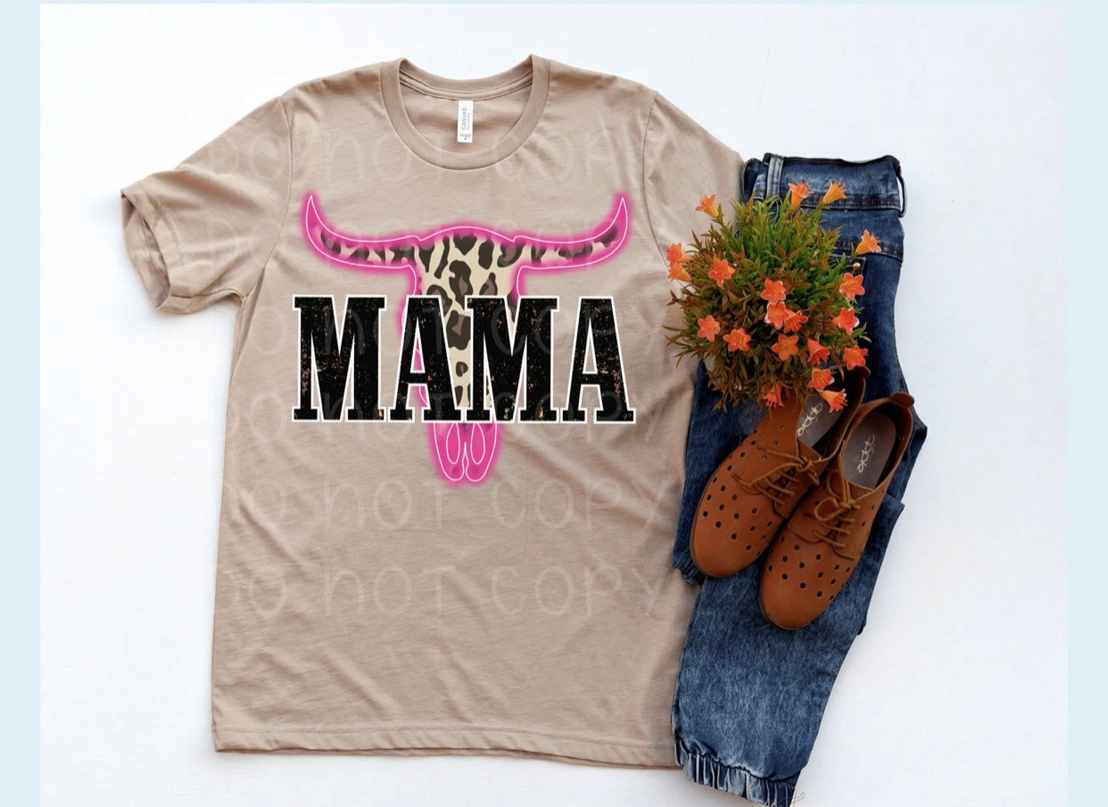 Mama Pink Bull Skull