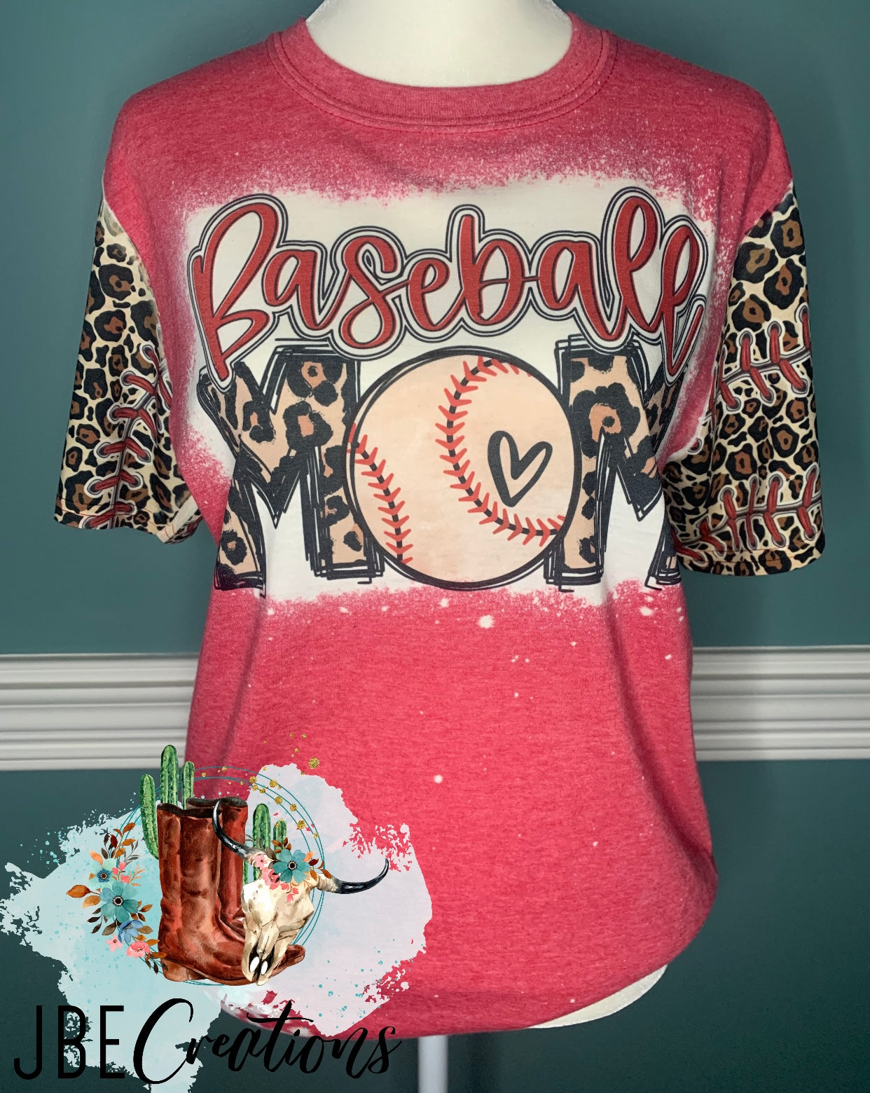 Baseball Mom with printed sleeves