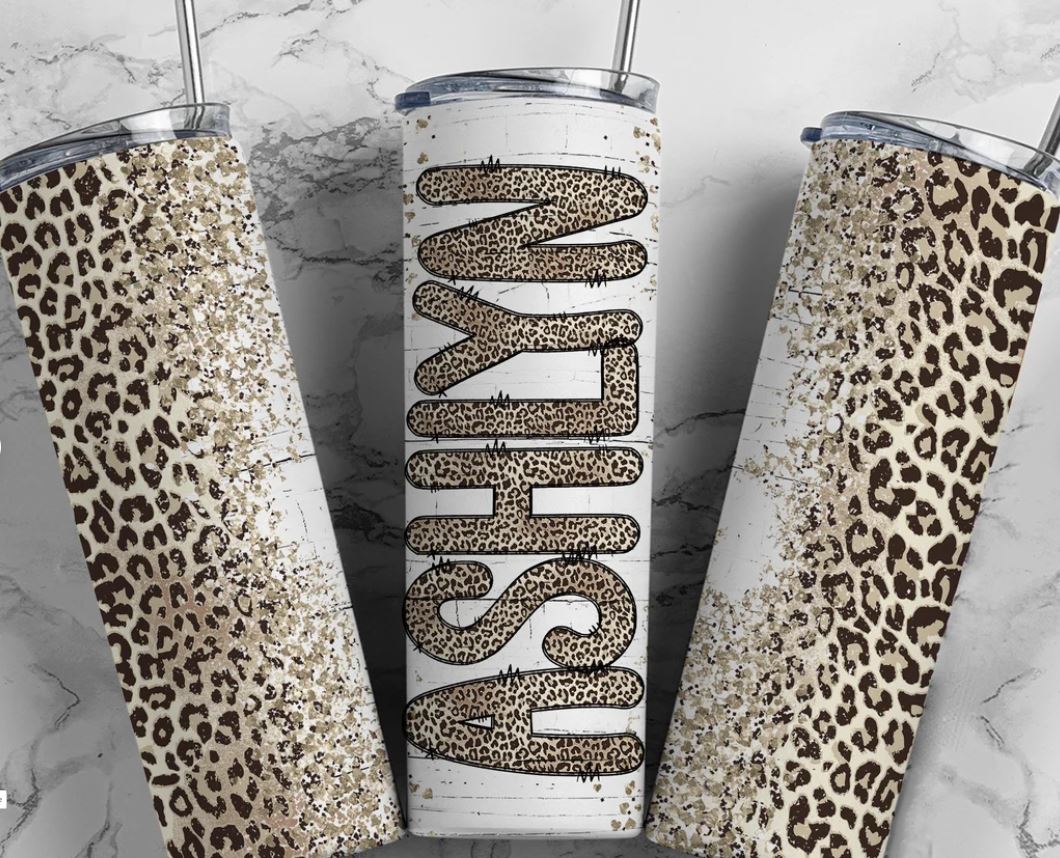 Leopard Print Tumbler with Name