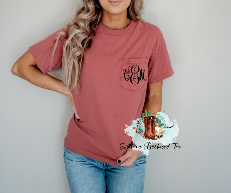 Pocket Monogram- Choose Shirt Color