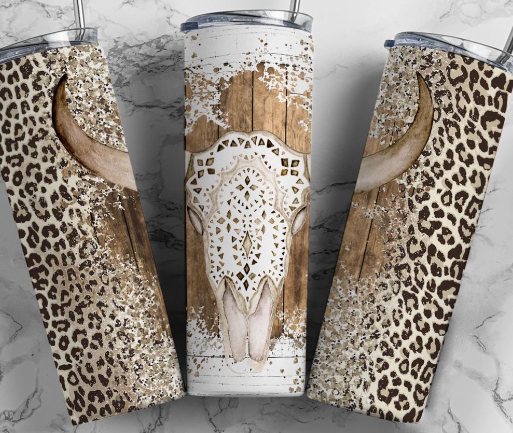 Cow Skull Cheetah tumbler