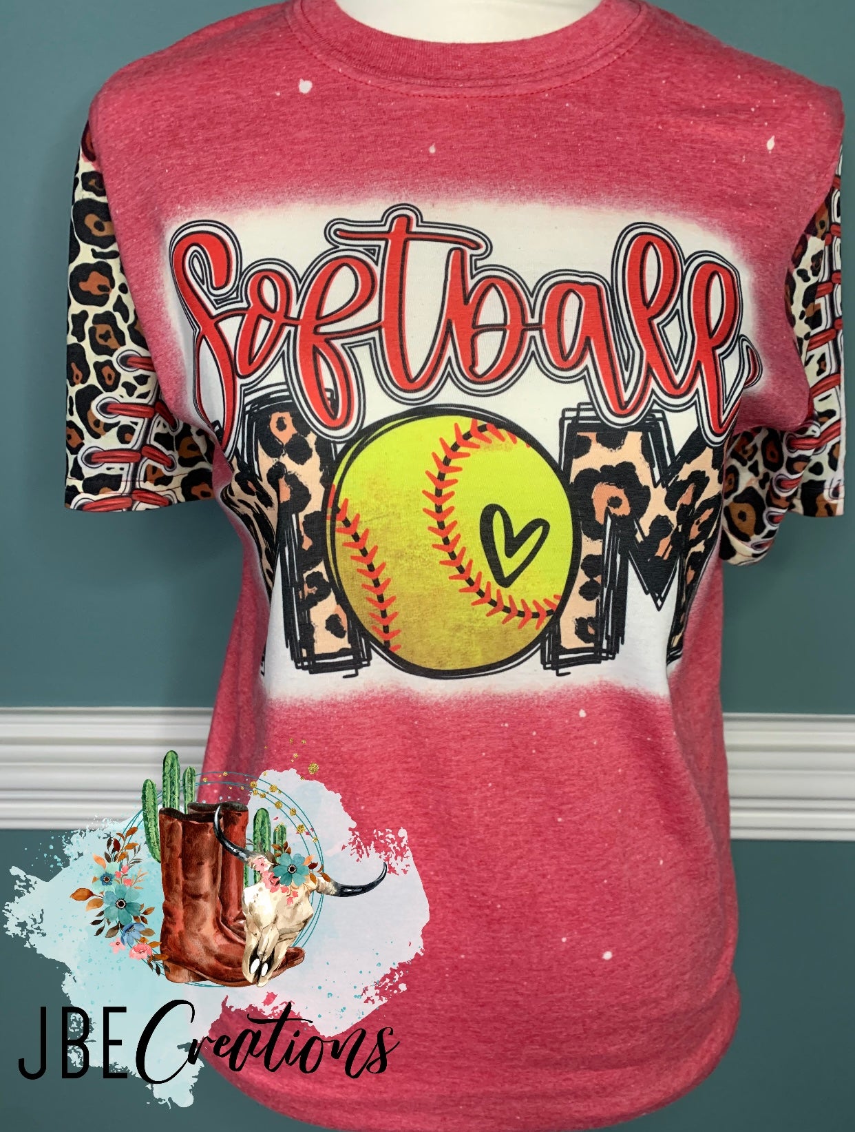 Softball Mom with printed sleeves