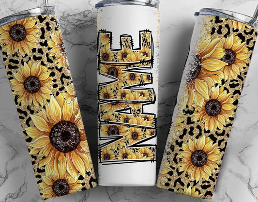 Sunflower Leopard Tumbler with Name